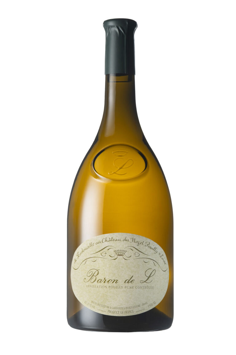 Packshot bouteille de vin fond blanc Baron de L, Pouilly Fumé Magnum V2