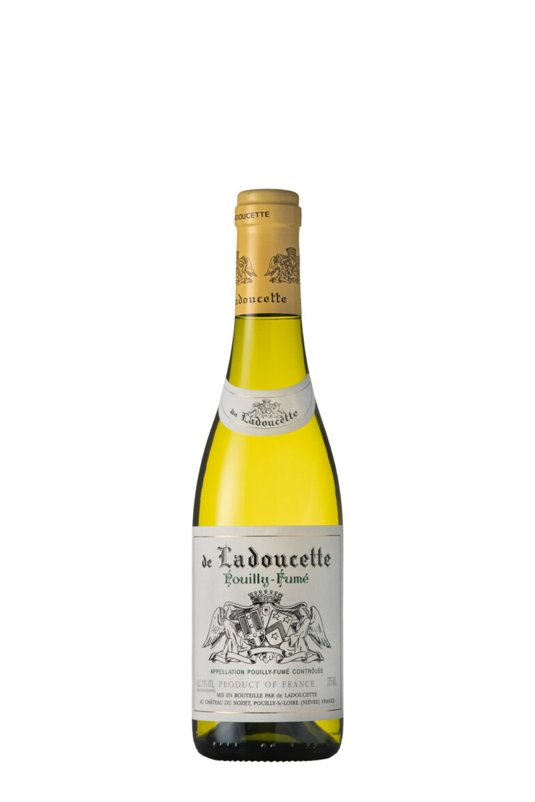 Packshot bouteille de vin fond blanc de Ladoucette, Pouilly Fumé Demie V2